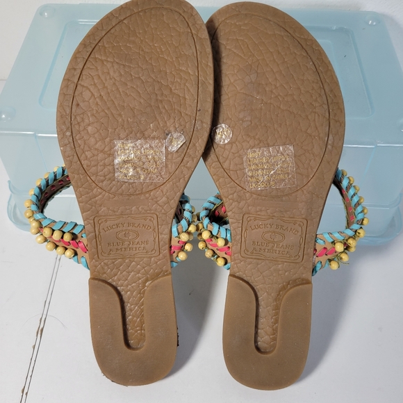 Womens Lucky Brand Beaded Flip Flop Sandal Leather Size 7 - Picture 5 of 7